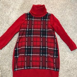 Toddler girl Christmas pattern sweater dress